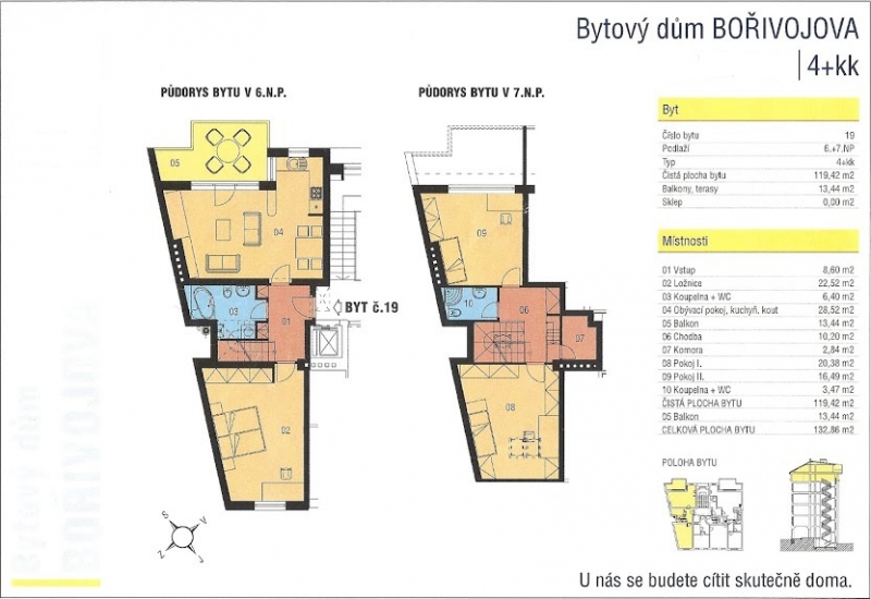 DOBROVOLNÁ AUKCE - Mezonetový byt 4KK s terasou, Praha 3